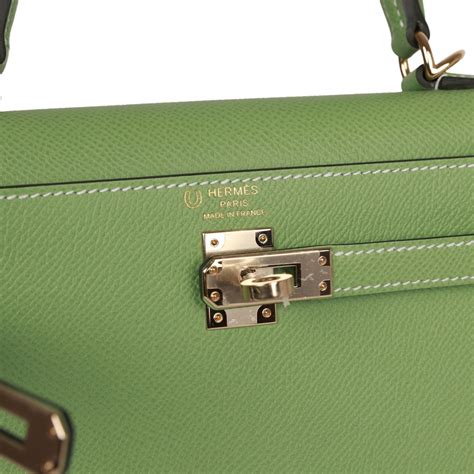 Hermes Special Order (HSS) Kelly Sellier 25 Vert Criquet Verso .